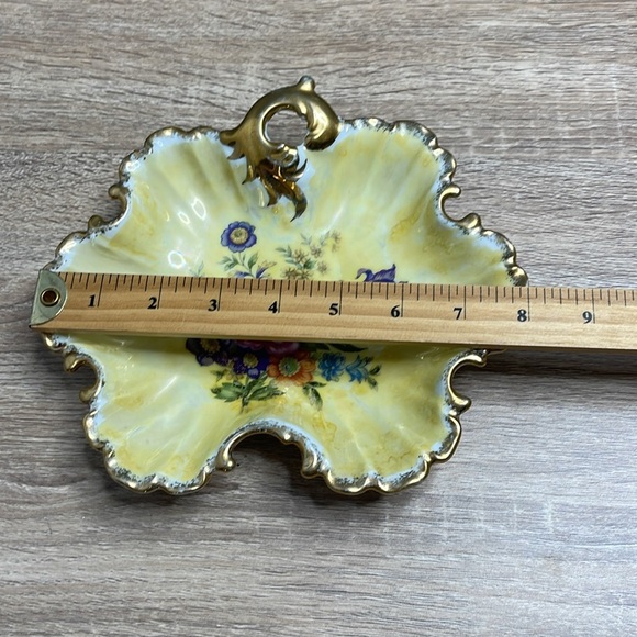 Vintage 50s GC Japan Hand Painted Floral Decorative Dish Gold Accents Fine China - Picture 6 of 8